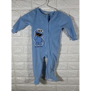 Sesame Street Toddlers Unisex Blue Cotton Cookie Monster One‎ Piece 6-12 Months